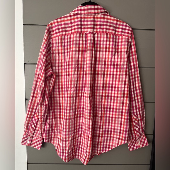 Vineyard Vines Cashmere Cotton Pink Candy Cane Gingham Button Up Shirt Top sz 10 - Picture 3 of 7